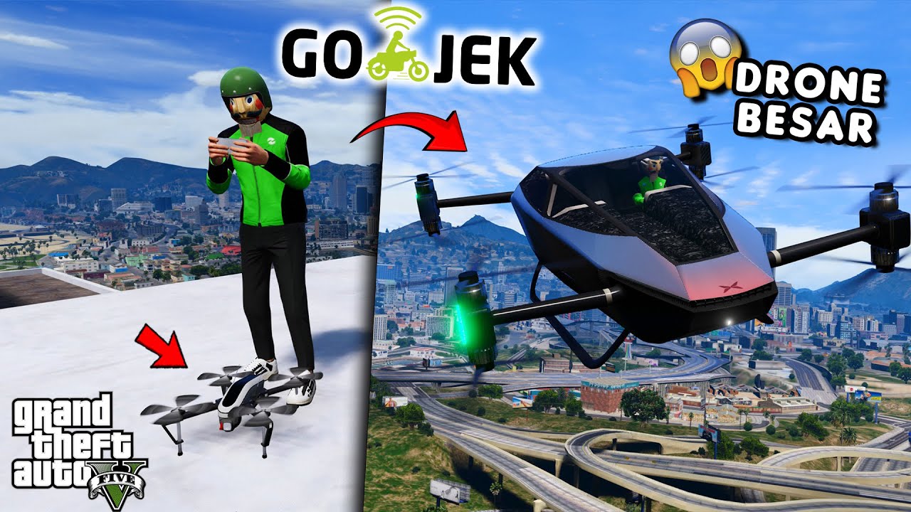 GOJEK PAKE DRONE BESAR - GTA 5 ROLEPLAY