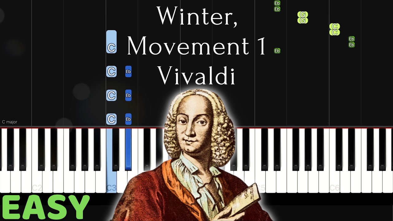 Winter, Movement 1 - Vivaldi - EASY Piano Tutorial by Tunes With Tina