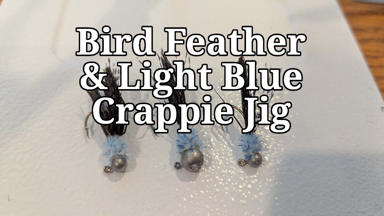Hand Tied Crappie Jig - Random Bird Feather with Light Blue Chenille