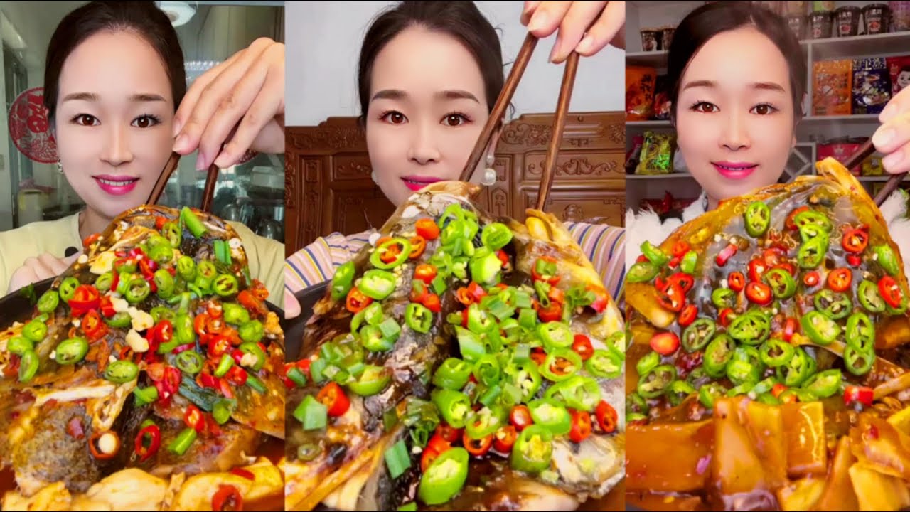 Asmr Eating Fish Fry, Big Fish Head Curry Mukbang | 생선대가리 먹방 | 중국가정식 먹방 | 중국먹방/생선먹방 | Asmr Eat Fish