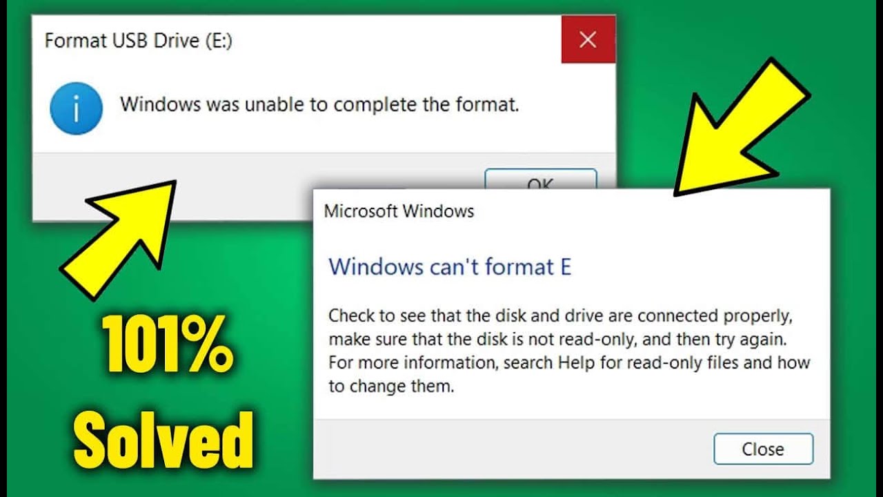 Fix Windows Can&rsquo;t Format USB Drive - How To Solve Unable to Complete the Format SD Card / USB ✅