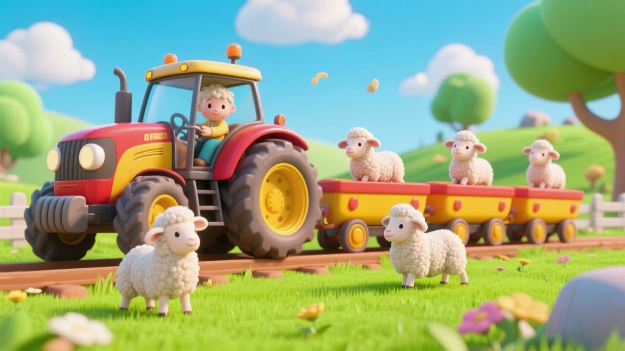 Tractor Train and the Little Lambs | Nursery Rhymes & Kids Songs | Farm, Vehicles & Gentle Adventure