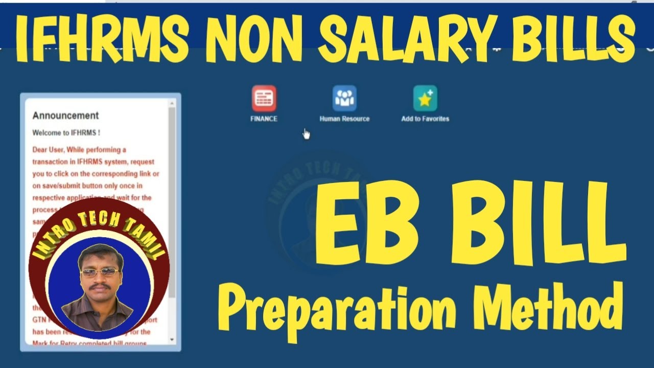 IFHRMS EB Bill Preparation Method Non Salary Bills