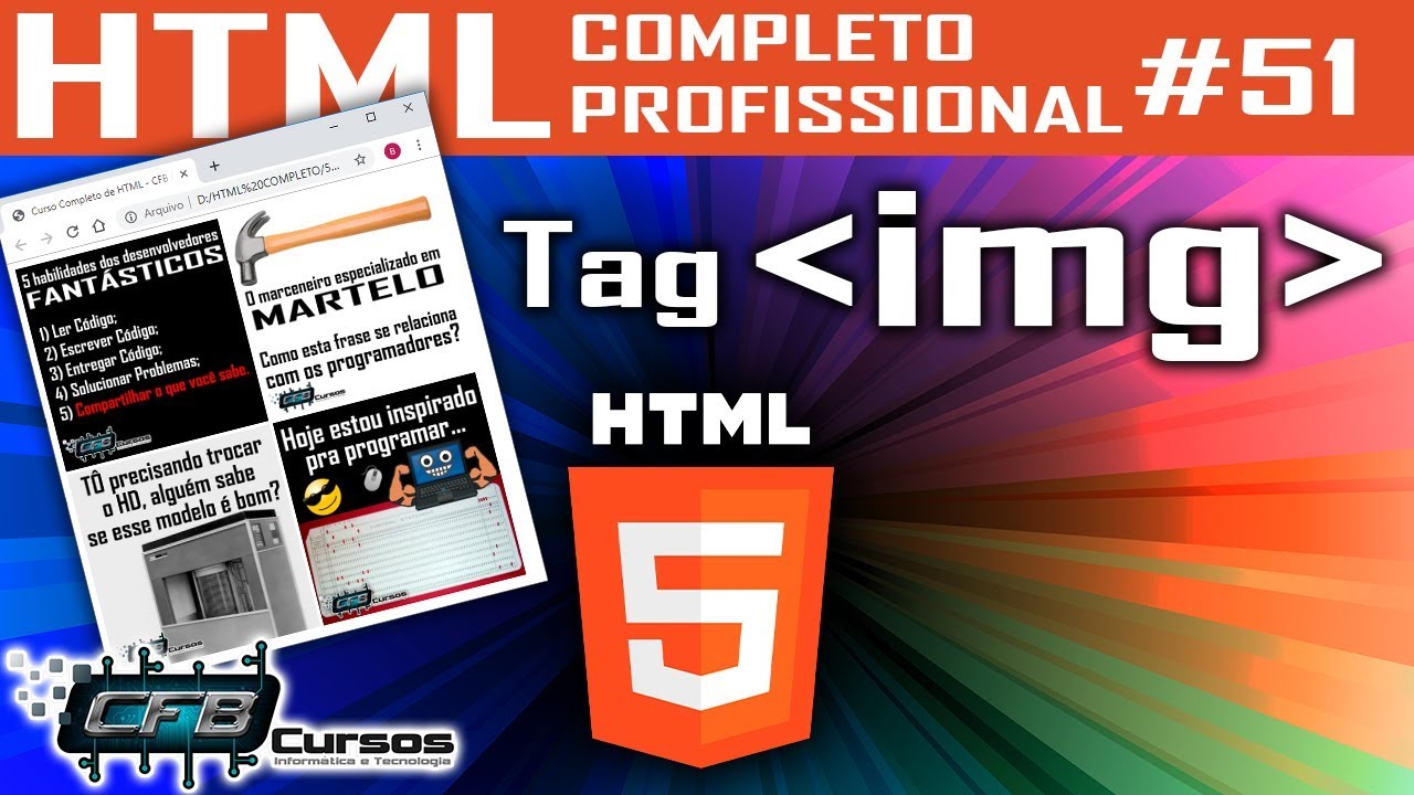 Tag img - inserindo imagens na p&aacute;gina web - Curso de HTML Completo e Profissional #51