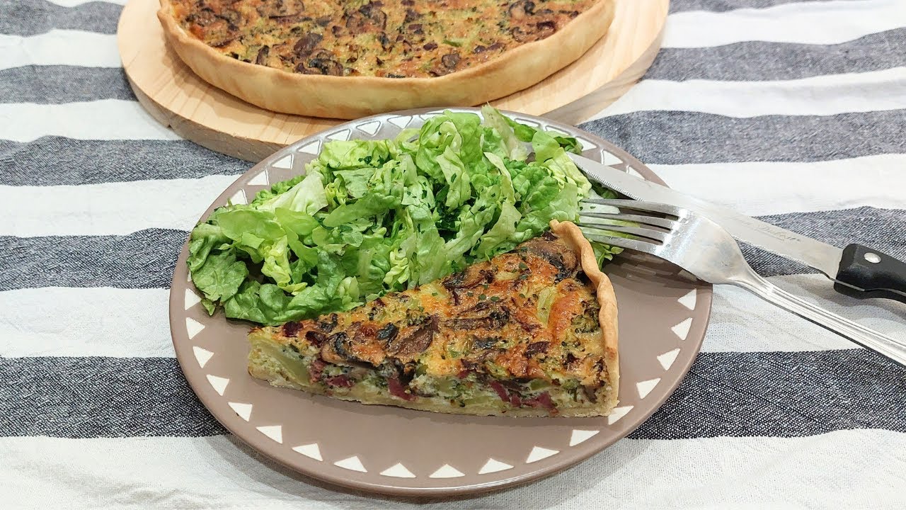 Quiche aux champignons, brocoli et canard fumé - Recette facile - n°520