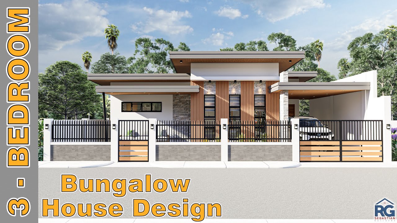 3-Bedroom Bungalow House Design  with Pool #architecture #construction #bungalow