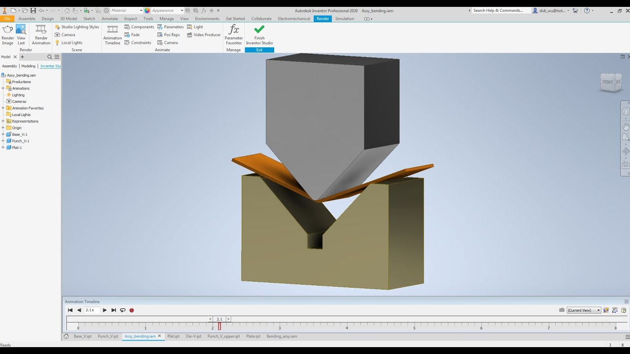 Анимация изгиба пластины — учебное пособие по Autodesk Inventor 2020