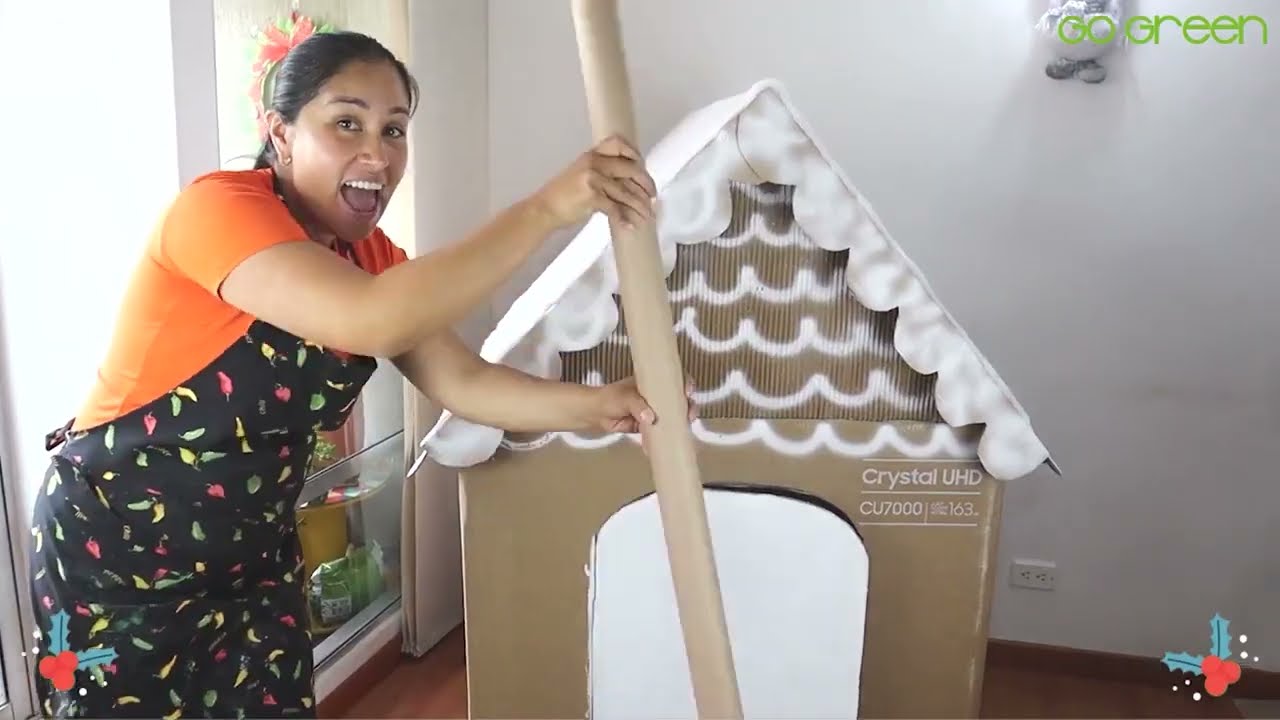 MANUALIDADES FACILES PARA #navidad  CON CAJAS DE CARTON 🎅🏼✨CASA DE JENGIBRE GRANDE PARA NIÑOS 🎅🏼