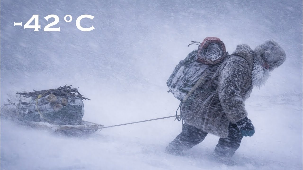 Alone in the Arctic at −42°C | Fighting a Deadly Blizzard in a Hot Tent