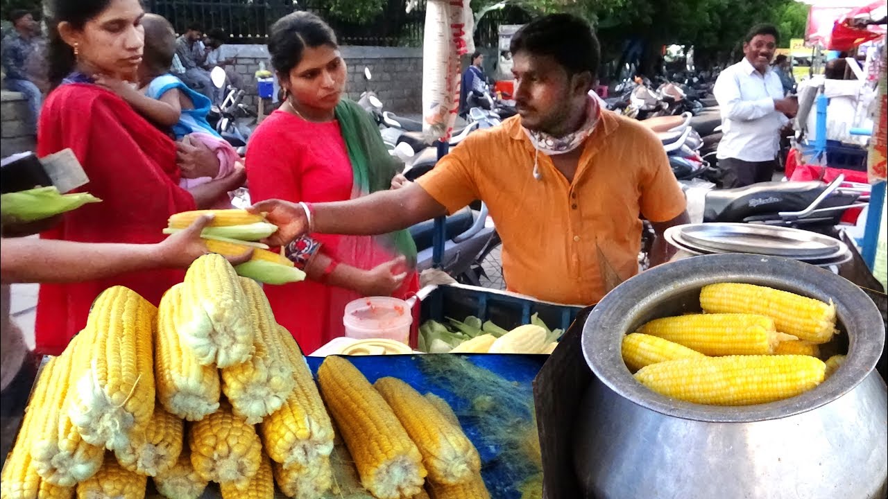 Cheapest Healthy Street Food | Sweet Corn with Masala @ 20 rs Only | Hyderabad Krishna Kanth Park