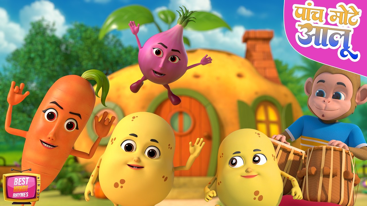 पांच मोटे आलू और 30 मिनट नॉन-स्टॉप रोमांचक राइम्स | Hindi Rhymes For Kids | Happy Kids Rhymes Hindi