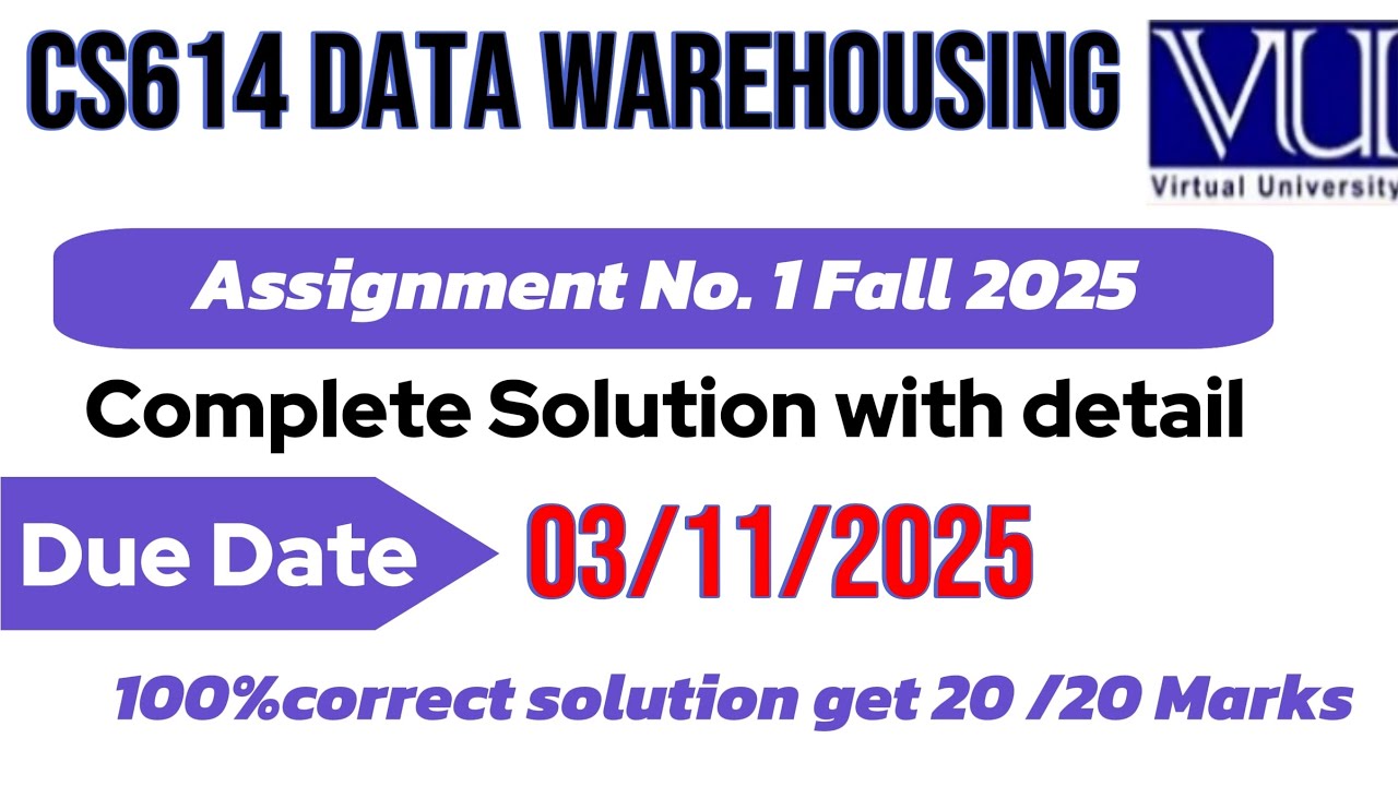 CS614 Data Warehousing Assignment 1 Solution Fall 2025/vu assignment 1 solution 