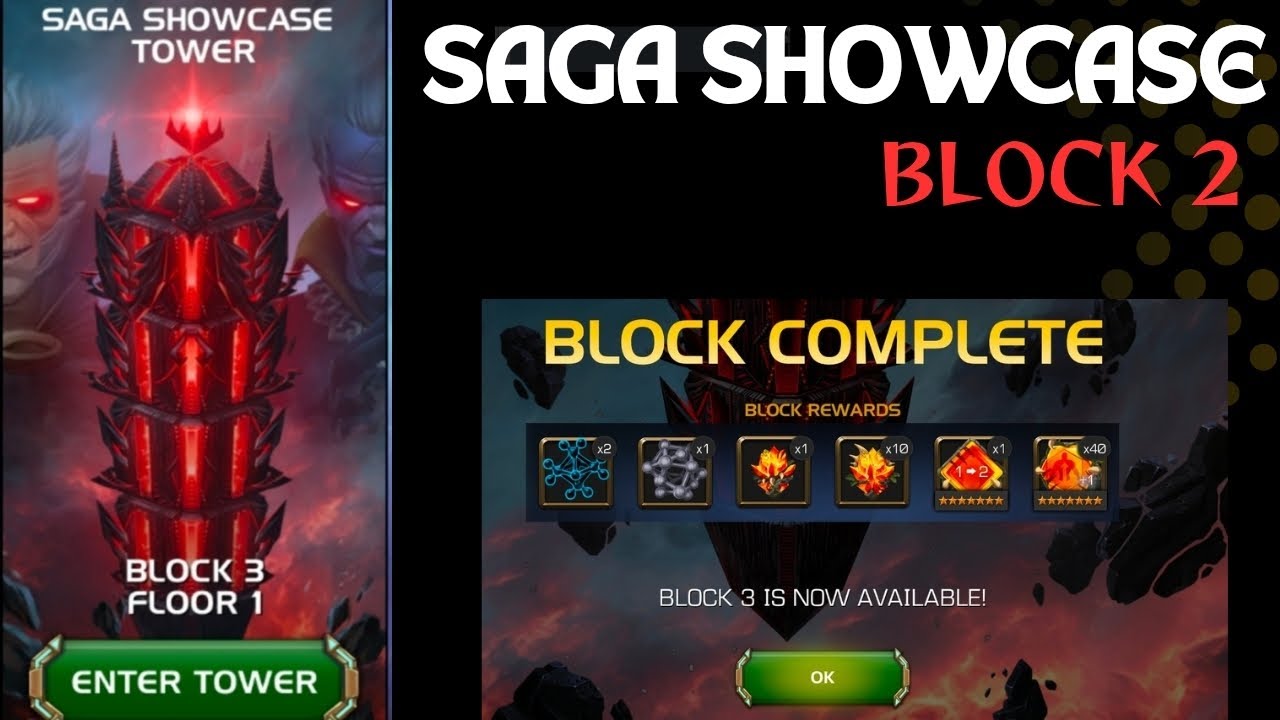 Saga showcase Tower |Block 2| Easy completion - Marvel Contest of Champions 
