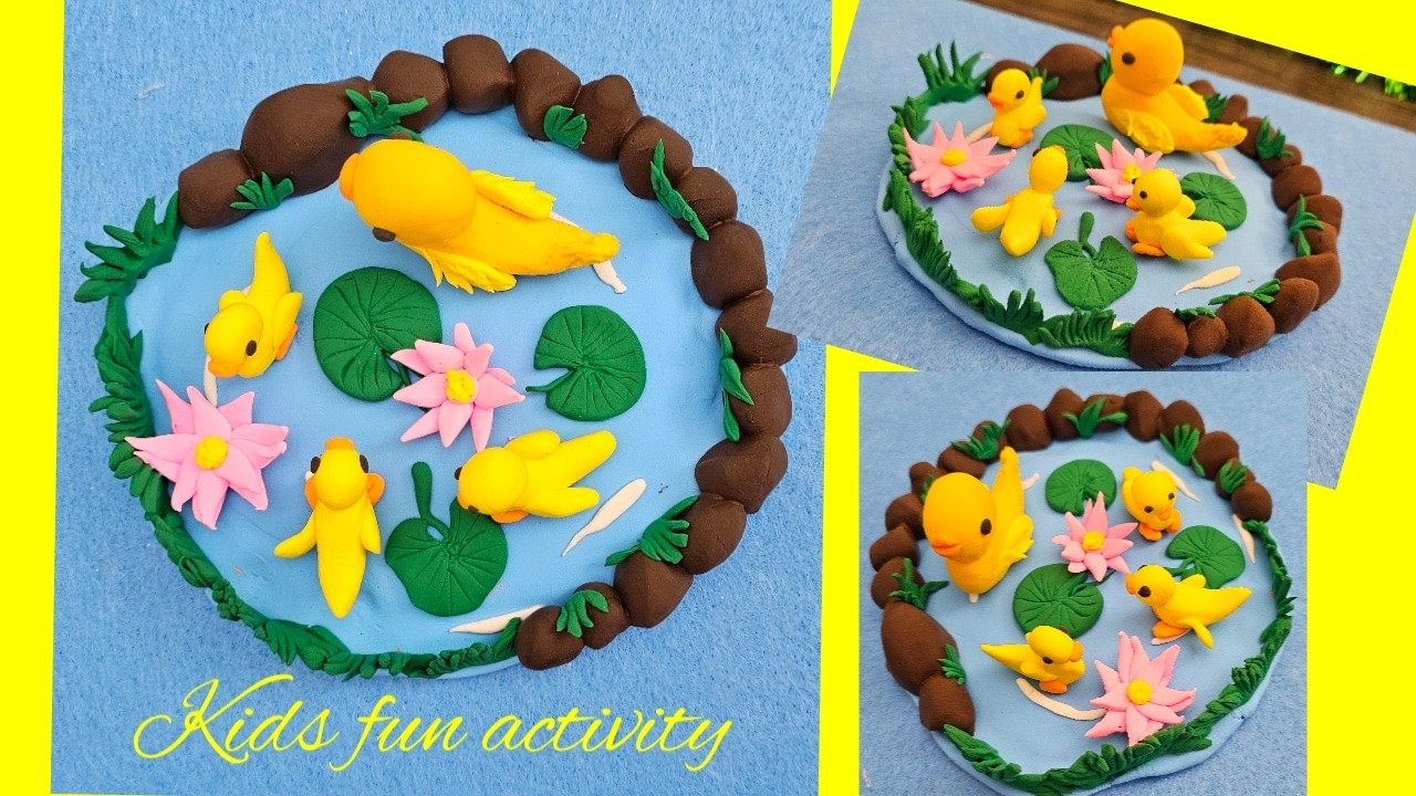Adorable Duck Family 🦆💙 Simple Air‑Dry Clay Nature Art