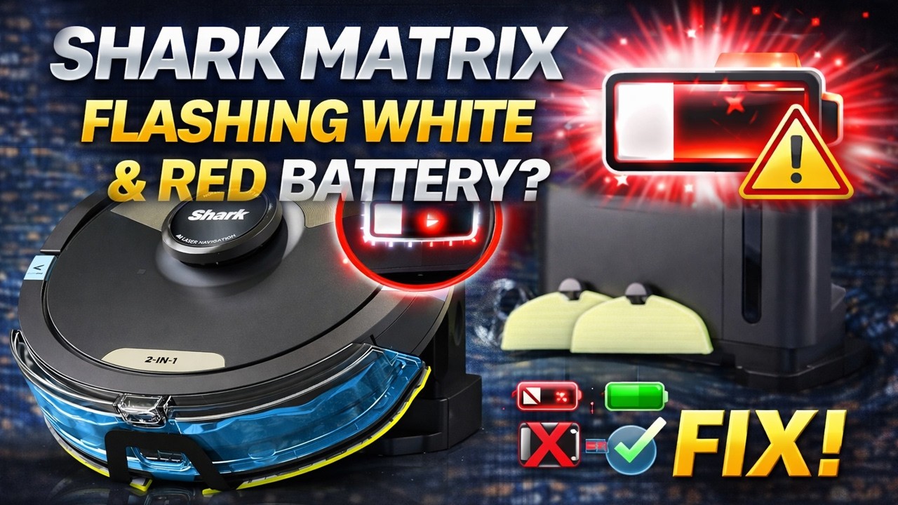 Shark Matrix Robot Vacuum & Mop Flashing White & Red Battery Symbol