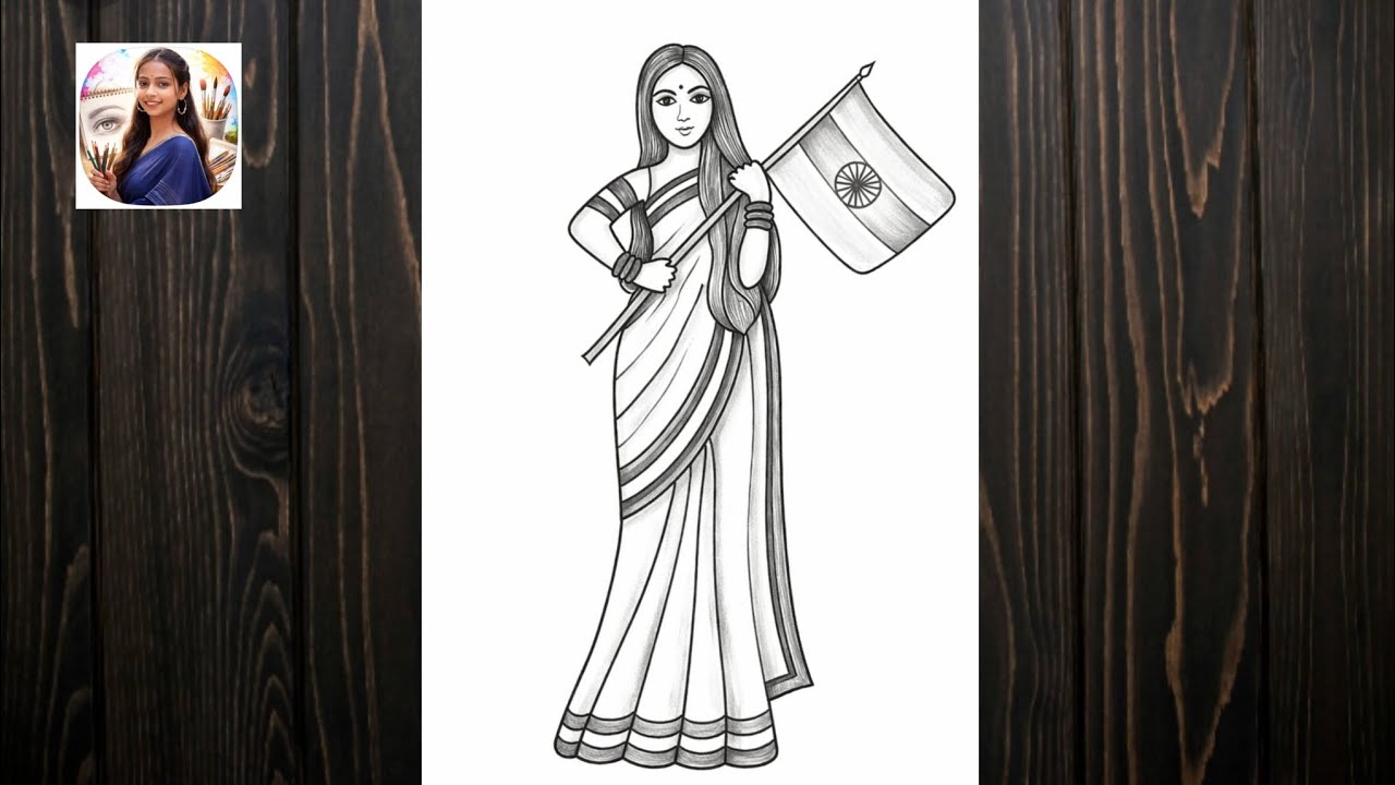 नारी शक्ति और तिरंगा 🇮🇳 | भारतीय संस्कृति की खूबसूरत कला | Deshbhakti Drawing step by step 