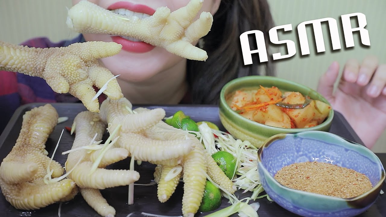 ASMR EAST ALGAE CHICKEN FEETS SOAKED WITH LEMONGRASS AND KUMQUAT, SAVAGE EATING SOUNDS | LINH-ASMR