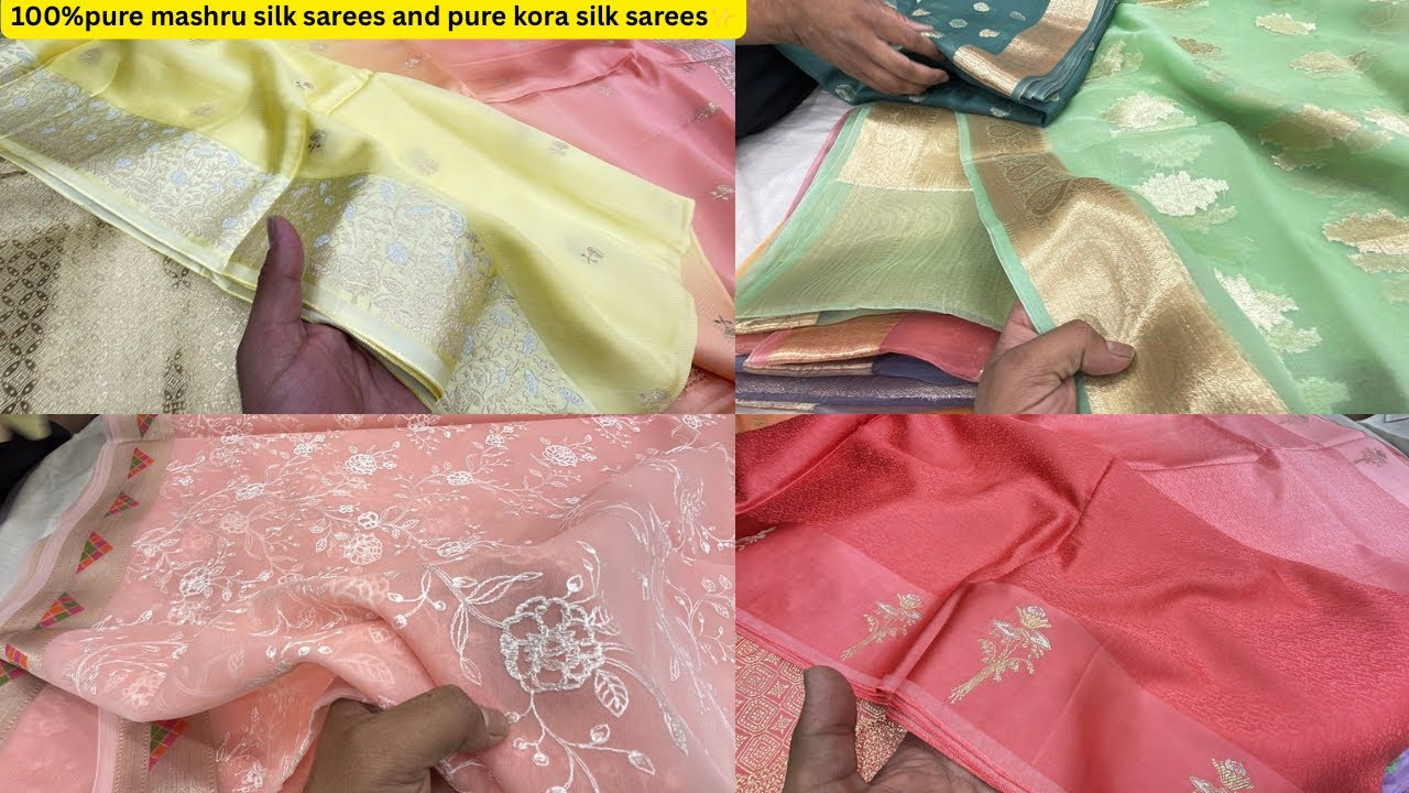 Picked 100% pure kora silk and pure mashru silk sarees wholsale collection only ✨