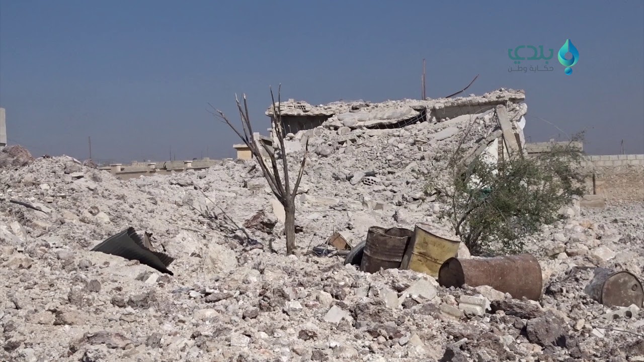 آثار الدمار في بلدة قناطر جراء قصف الطيران الروسي في ريف حلب الجنوبي 2017/9/26