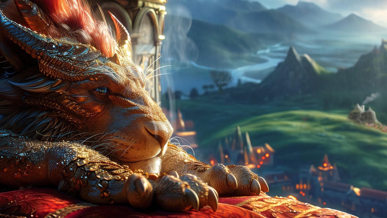 Gryffindor's Furry Pet Dragon 🦁🐲 A stormy night at Hogwarts