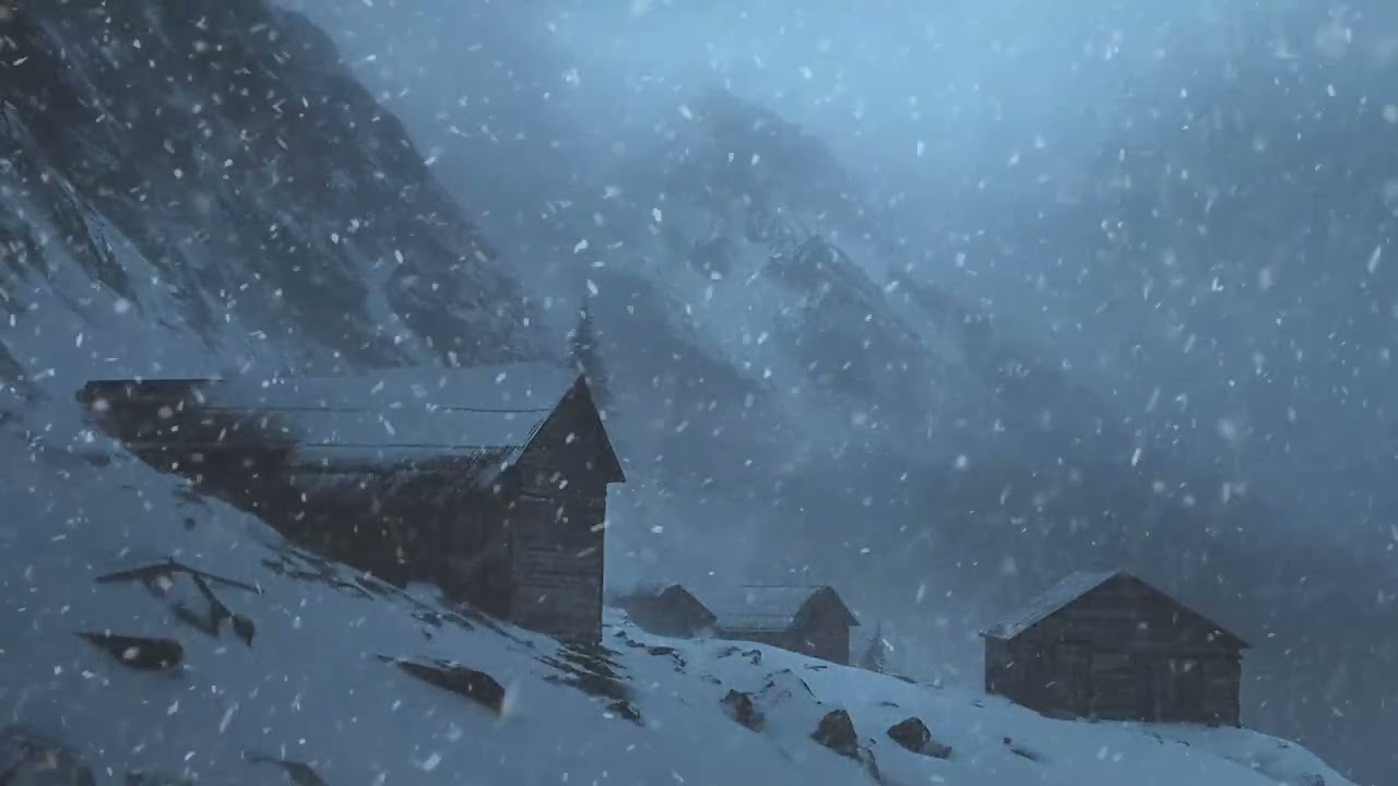 Intense Winter Snowstorm | Blizzard & Wind Sounds in a Wooden House for Focus & Peace