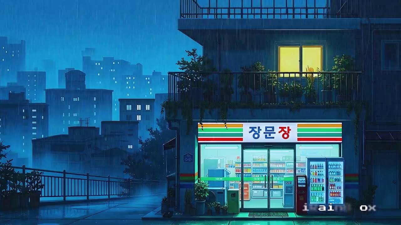 Rain Sounds x Lofi for Work in a Quiet Korean Rainy Night for Stress-Free Work 😌