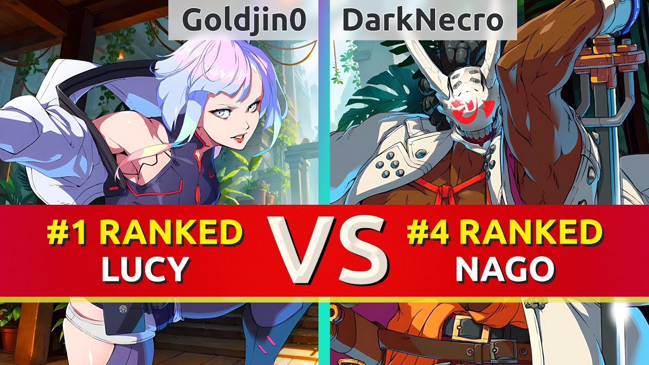 GGST ▰ Goldjin0 (#1 Ranked Lucy) vs DarkNecro (#4 Ranked Nagoriyuki). High Level Gameplay