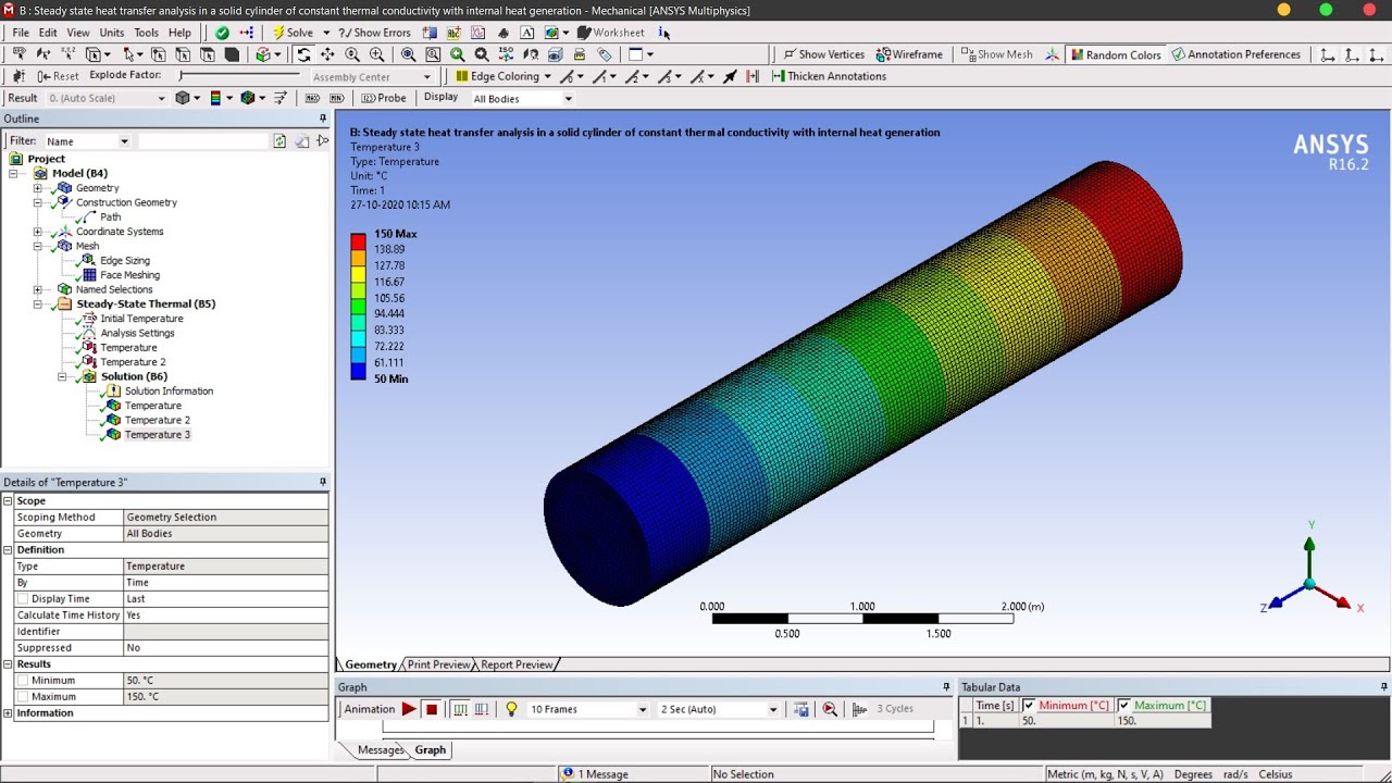 Steady State Heat Transfer Analysis of a Solid Cylinder | 4K | Ansys Tutorial Series | Mech Tuts.