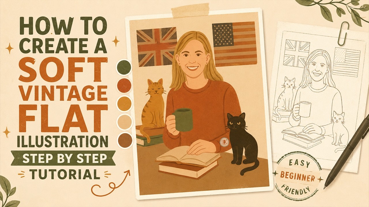 How to Create a Soft Vintage-Inspired Flat Illustration in Adobe Illustrator Step-by-Step Tutorial