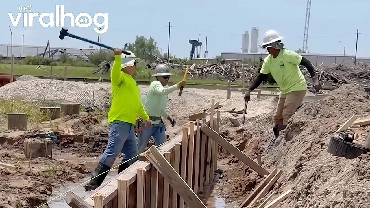 Swinging Sledgehammer Hits Wrong Pole || ViralHog