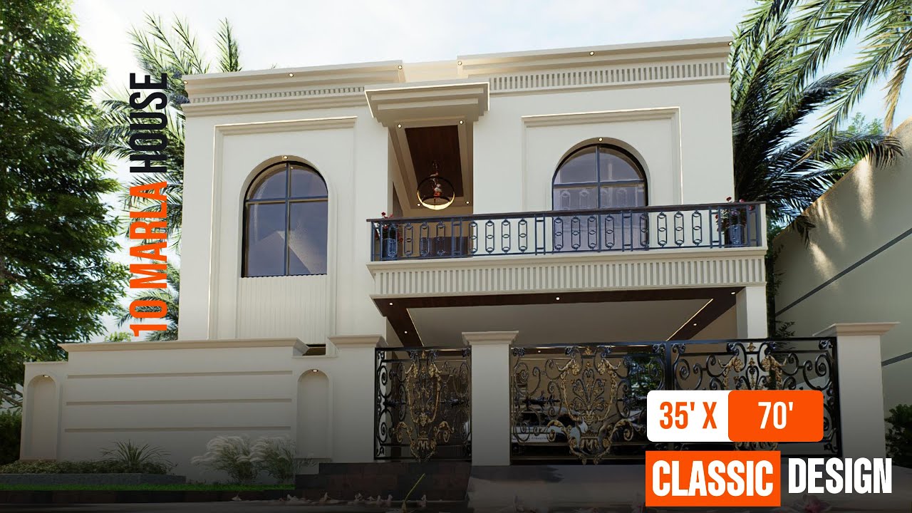 10 Marla Classic House Design | 35x70 Elegant Front