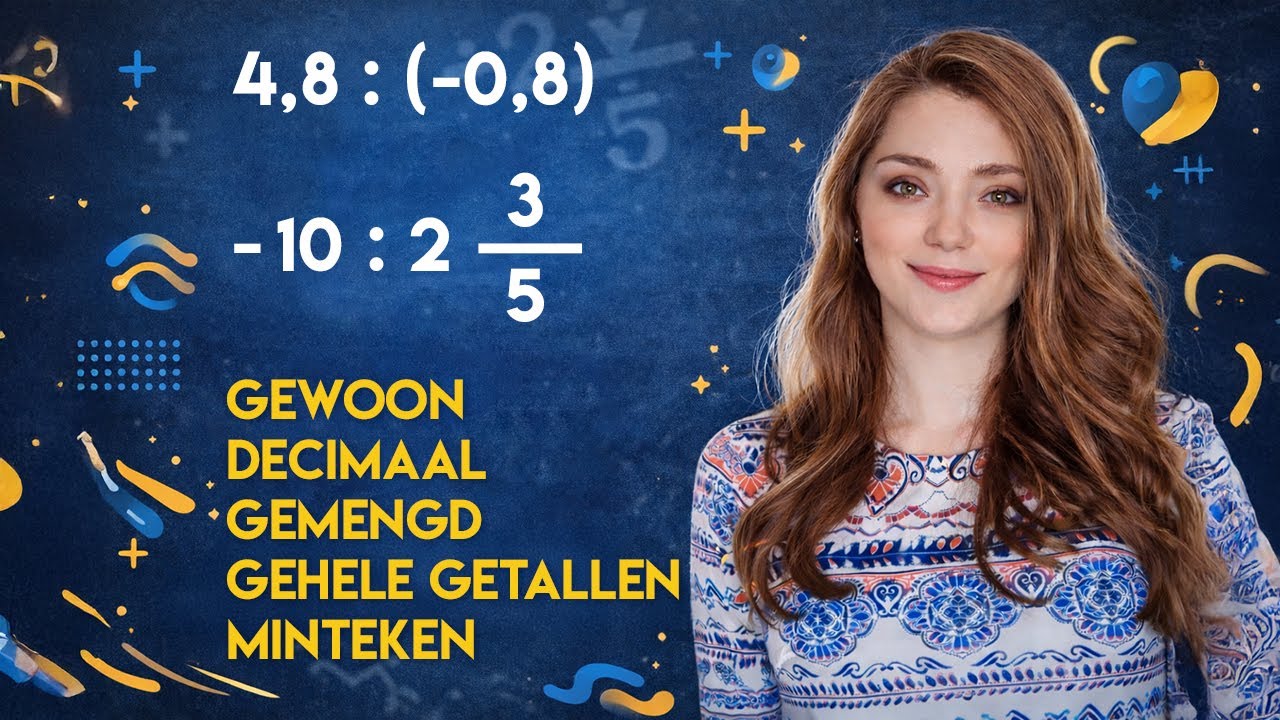 Breuken en decimalen delen | Breuken delen met een minteken en een geheel getal