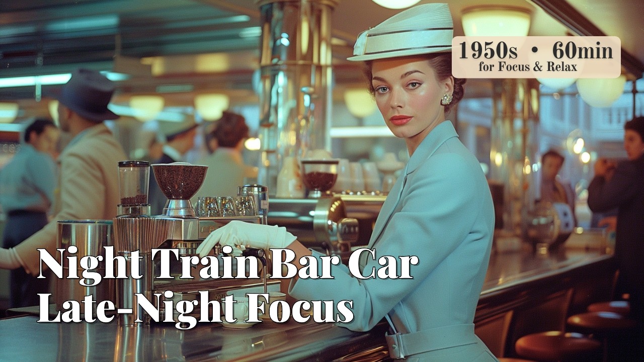 【深夜の集中】Bar Car on the Night Train – Cozy Holiday Vinyl Jazz | 60min • for Focus & Wind-Down (1950s)