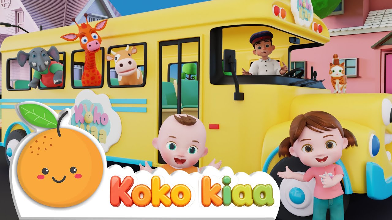Wheels on The Bus Baby With Animals |  Koko Kiaa Nursery Rhymes & Baby Songs