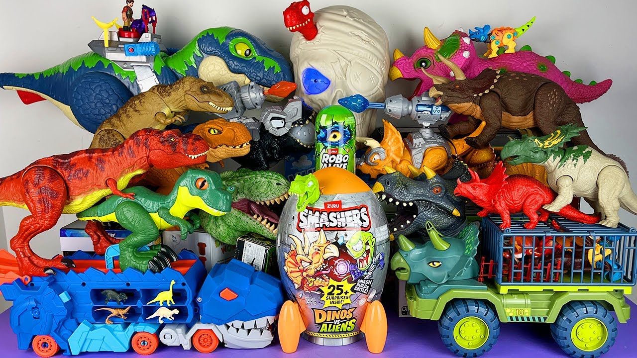 Jurassic World Unboxing Review Asmr Colorful Dinosaur T-rex Spinosaurus Mosasaurus Triceratops Truck