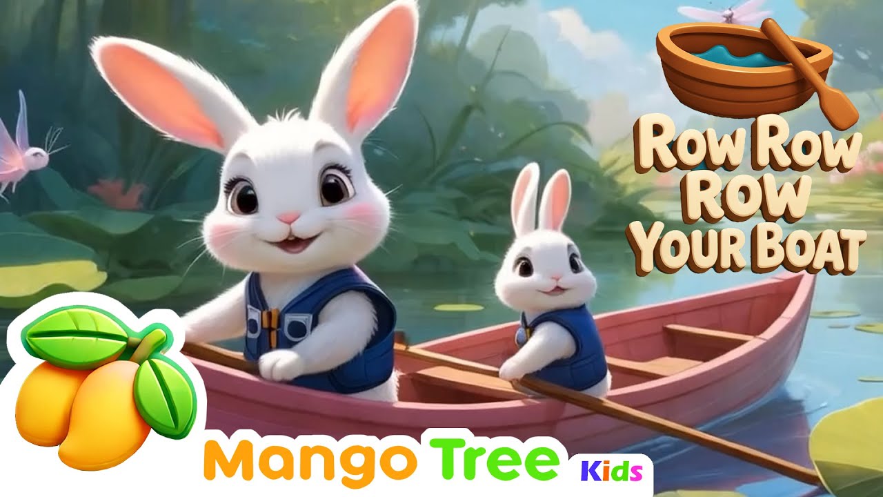 Row, Row, Row Your Boat (Rabbit Version)| Mangotree Kids Nursery Rhymes & Kids animation alphabet