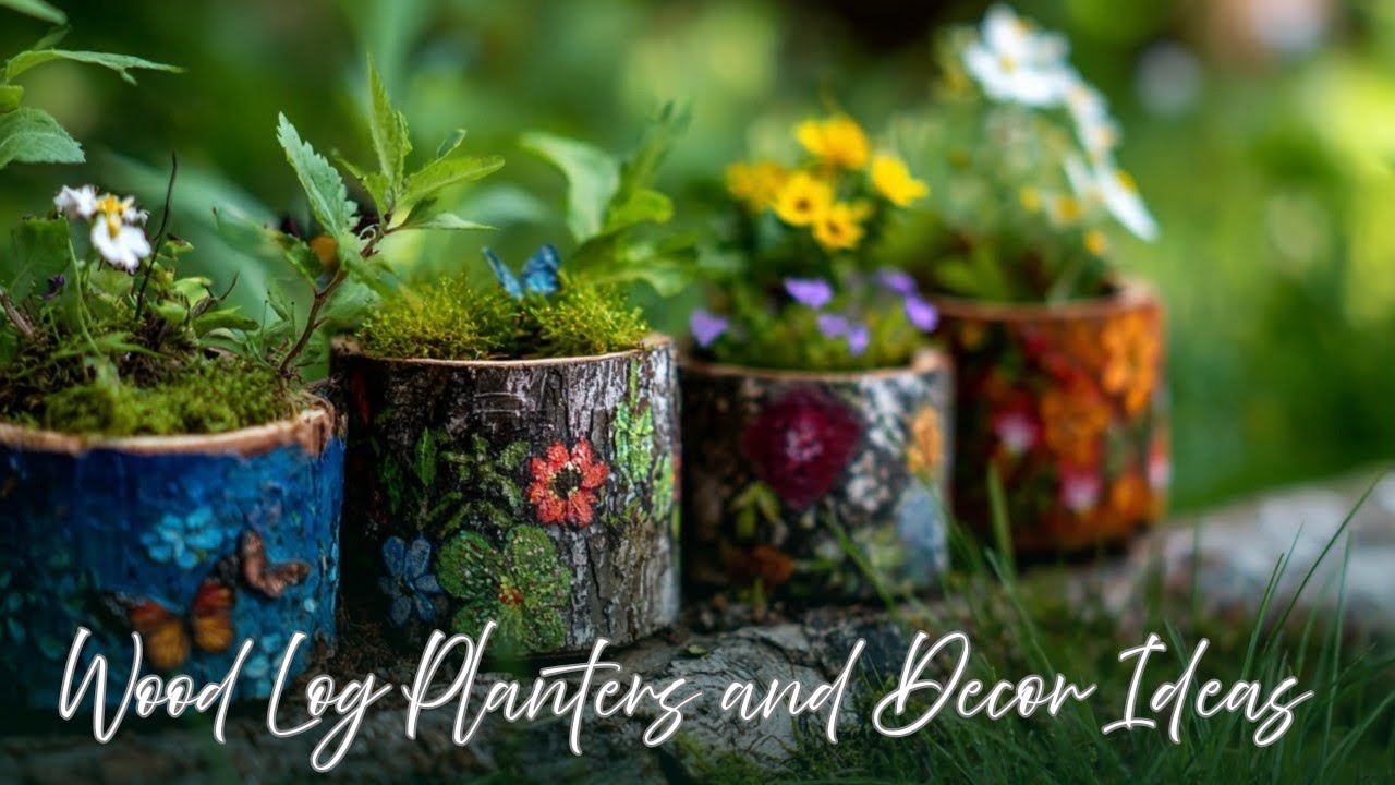 Rustic Wood Log Planters And Decor Ideas| Easy Wood Log Garden Ideas For Your Garden And Yard
