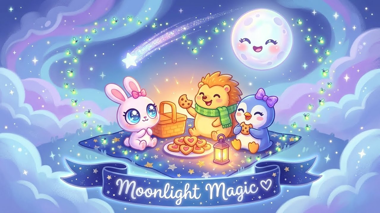 🌙 Cutest Bedtime Cartoon 2025! Mimi & Friends Moonlight Picnic ♡ 3 Min Magic