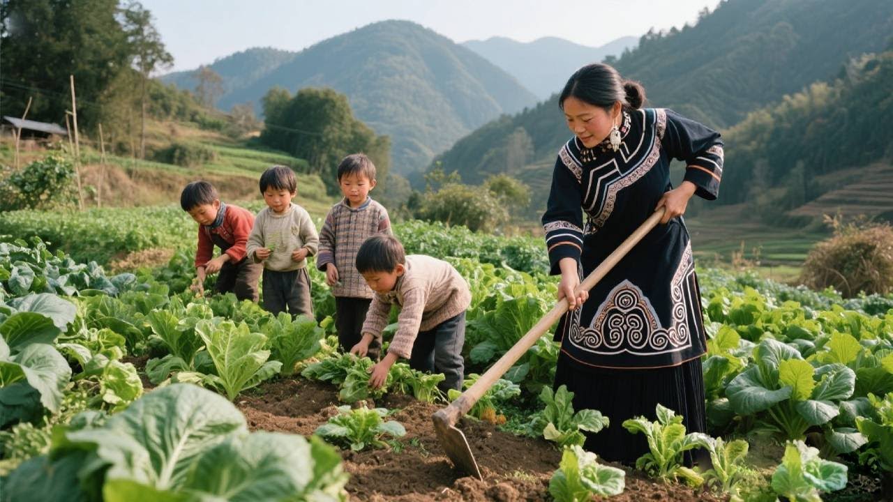 一家七口隐居深山，今天带孩子去菜园种地，孩子们一起帮忙太开心了！#农村生活#vlog