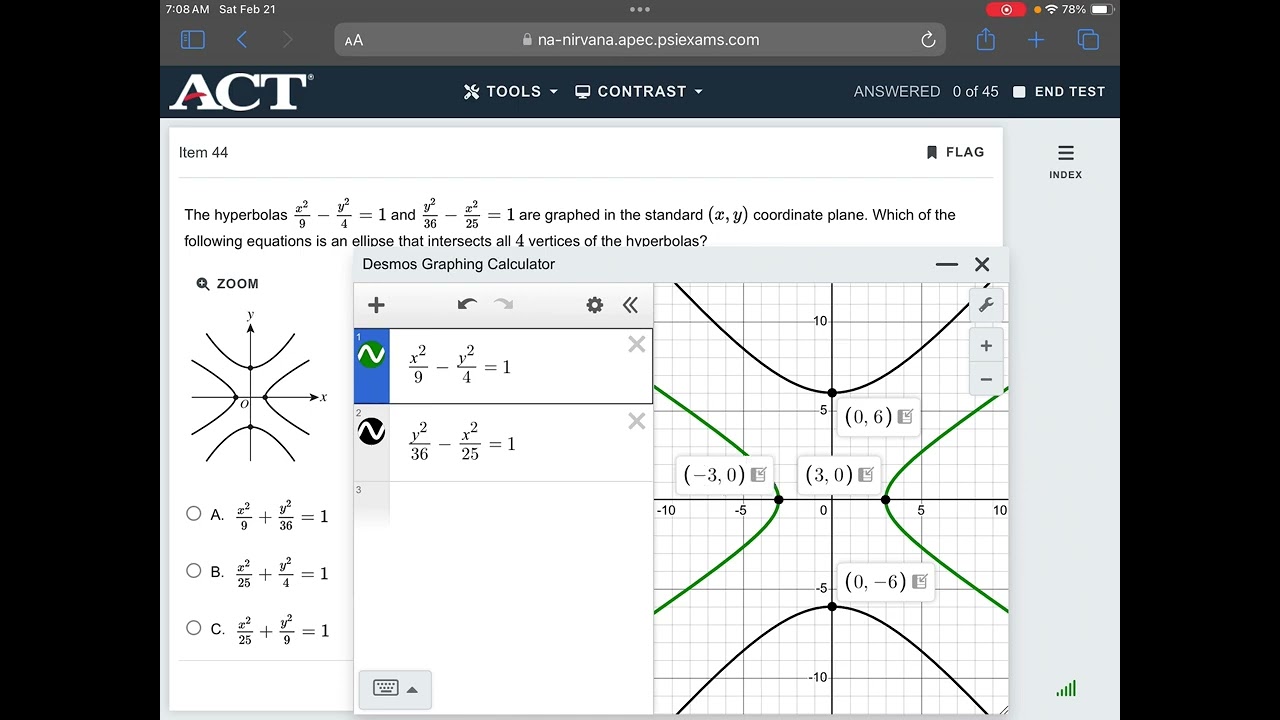 ACT Practice Math Test 2.44 (Hyperbole)