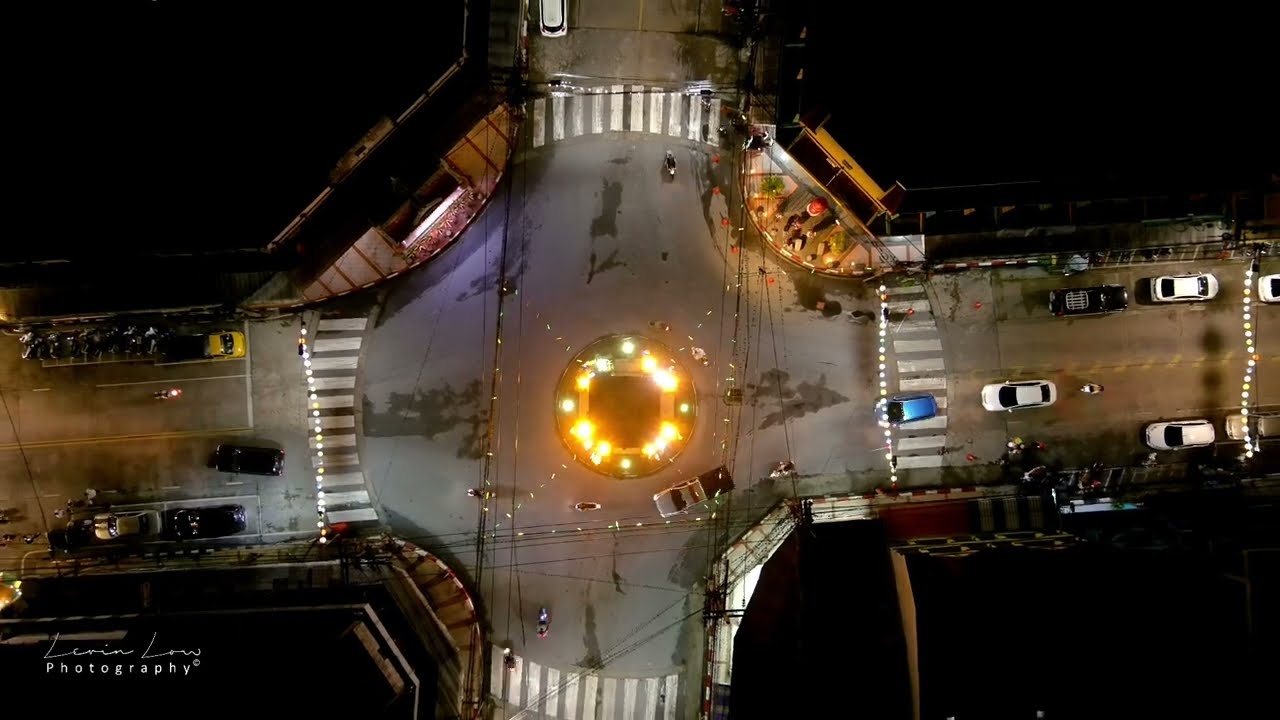Betong, Yala,  Thailand Night view , Drone view