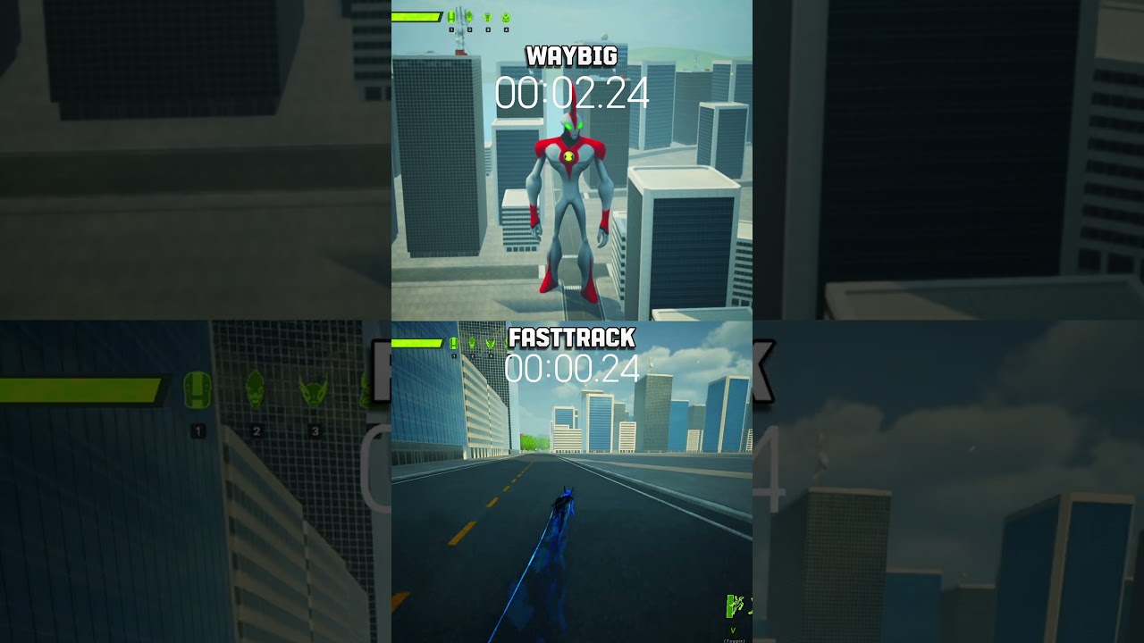 FASTTRACK VS WAYBIG SPEED TEST | MOST REALISTIC GALVAN BEN 10 OPEN WORLD GAME #ben10 #ben10gameplay