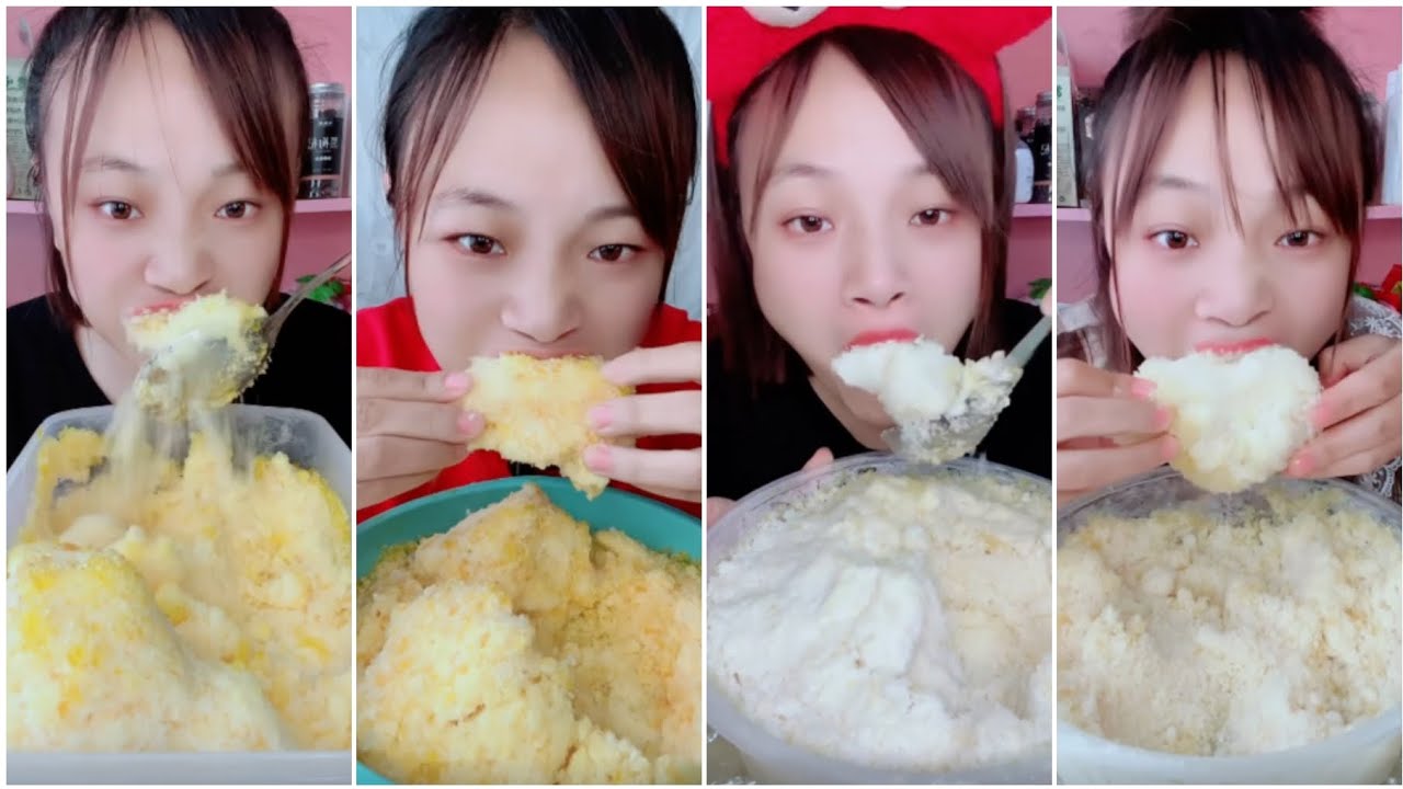 ❄️«ASMR YELLOW CHUNKS POWDERY ICE EATING LOUD SQUEAKY BITES (Only Bites)»❄️