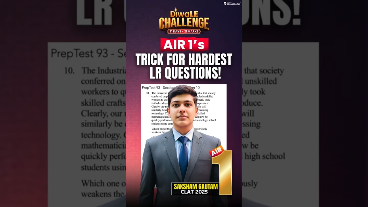 solve LR Questions easily! by Saksham Gautam | CLAT Topper! #clat #tricks #lr #logicalreasoning