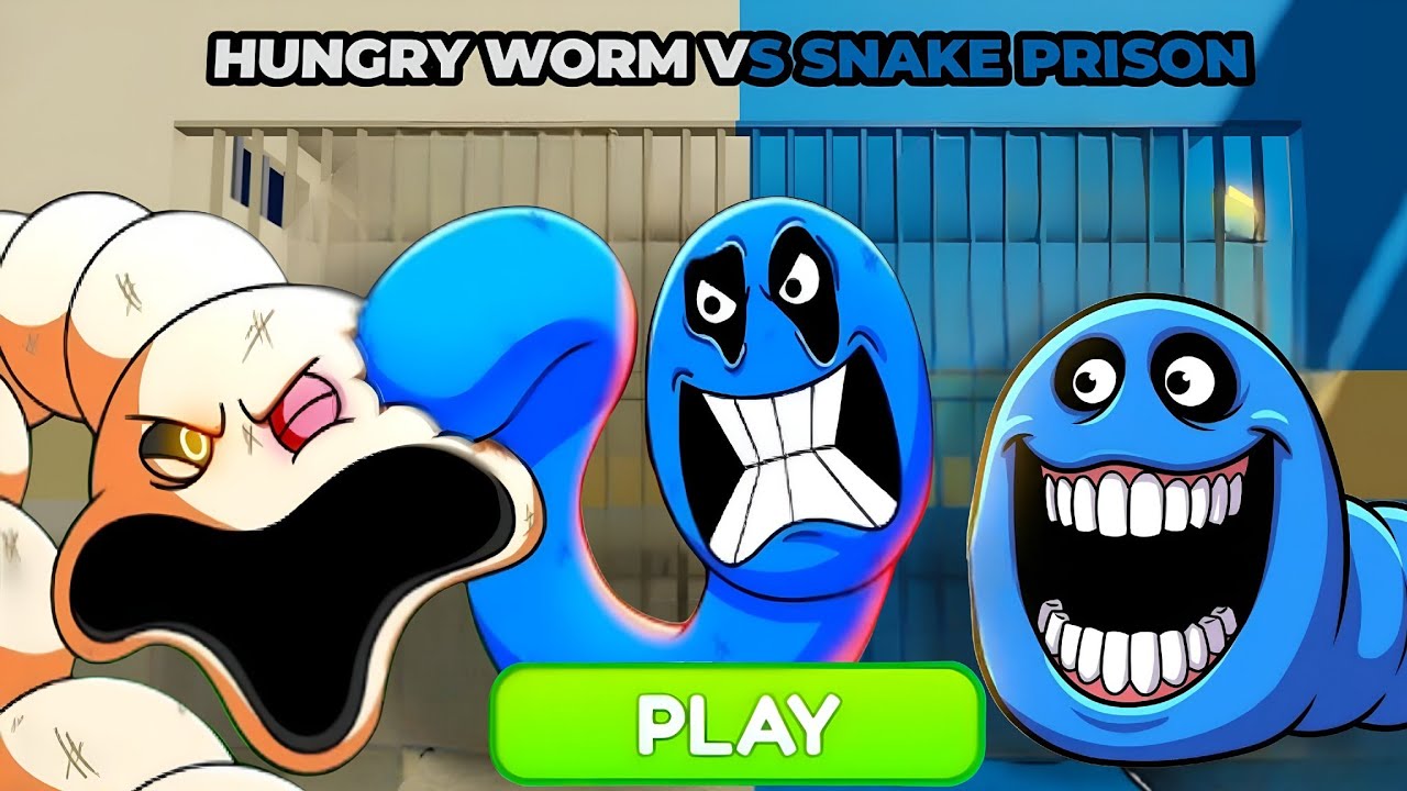HUNGRY WORM VS HUNGRY SNAKE PRISON RUN! (OBBY) - Fast Snake Troll Escapes Worm Prison! | Goat Gaming