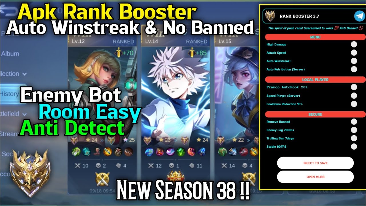 Apk Rank Booster VIP Mobile Legends Новый 38-й сезон!!
