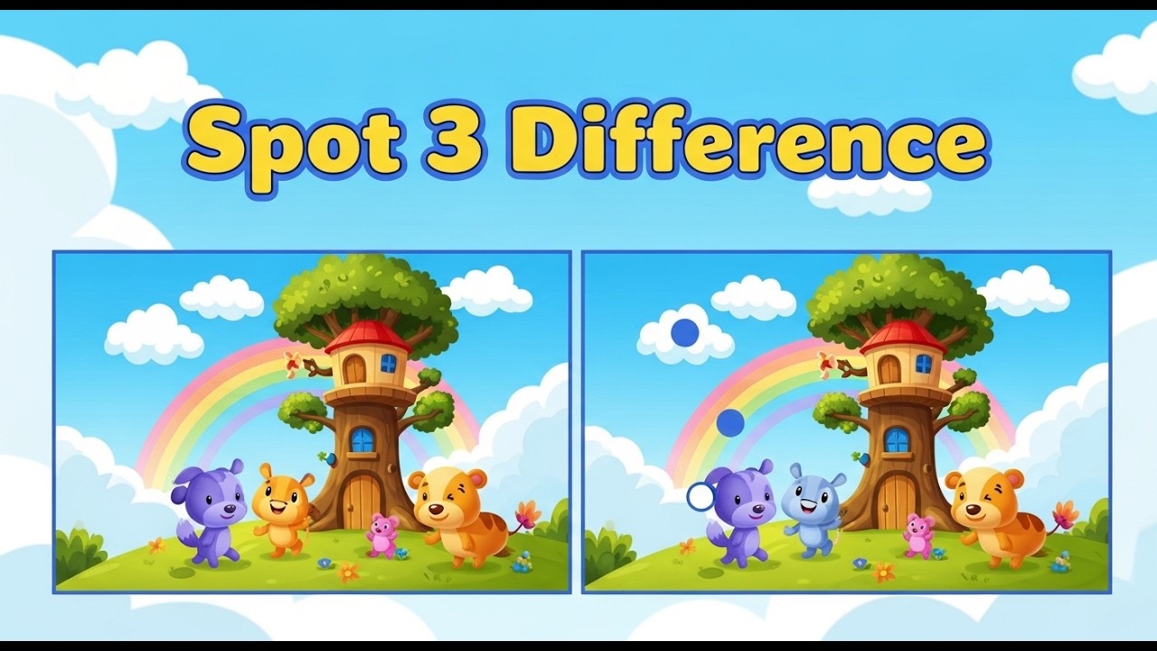 Spot 3 Differences Challenge 🔍 | Can You Find Them All? 🤔 | Puzzle Game 2026