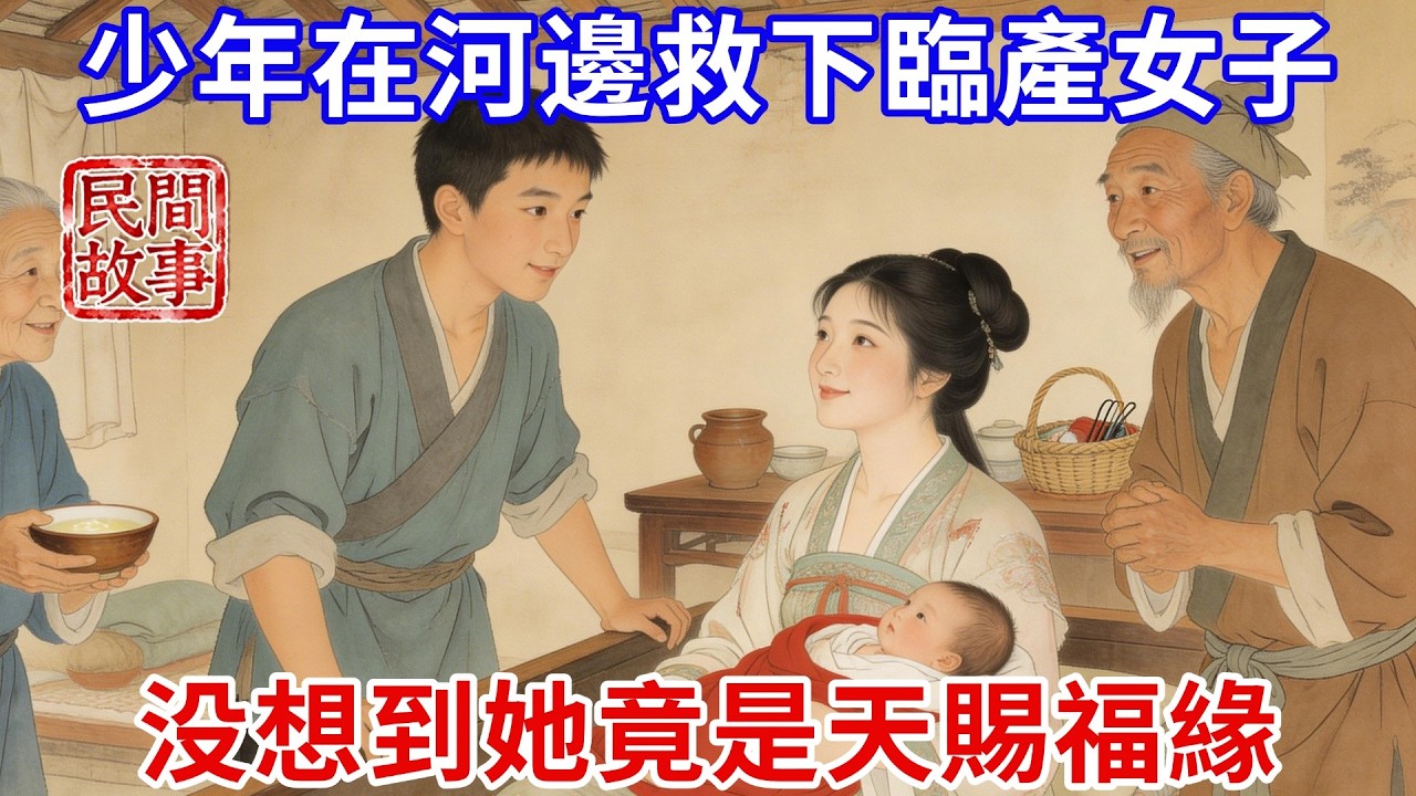 十二歲少年在河邊救下臨產女子，全家省吃儉用救活她，她生下一個女娃後溫柔持家，原來她竟是天賜福緣，讓貧苦少年家從此衣食無憂、富貴綿長！#民間故事 #傳統文化 #原創虛構 #華語有聲書 #槐樹下聽書