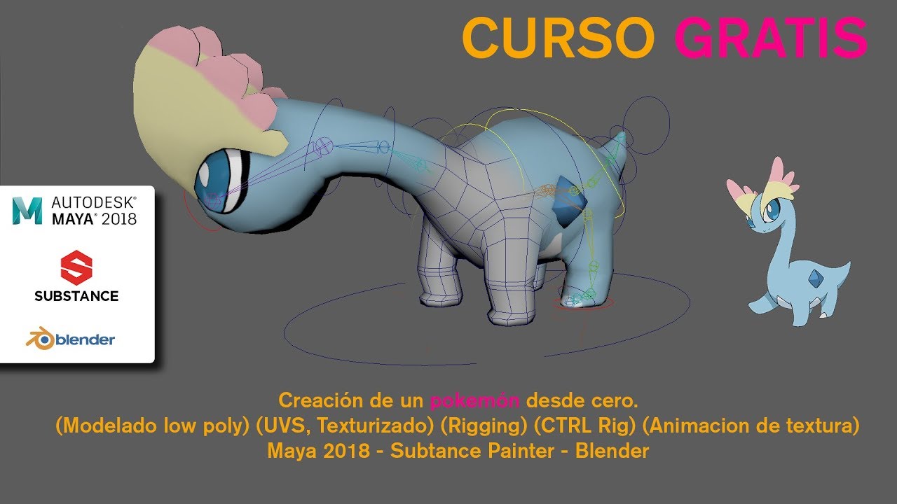 CURSO COMPLETO DE CREACI&Oacute;N DE UN POKEM&Oacute;N  EN AUTODESK MAYA 2019