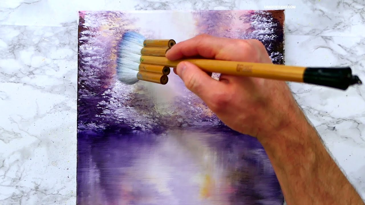 Approaching Night | Landscape Art | Oval Brush Technique | Easy painting for Beginners
